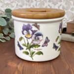 Vintage Portmeirion Botanic Garden Pansy Large Storage Jar, Airtight Ceramic Canister