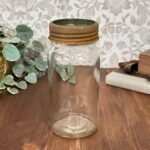 Vintage British Made Glass Canning Jar, G670 Rustic Preserve Jar, English Made Lid