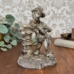 Vintage Argenplast Spanish Silver Plate Tramp Figure Leaning on Postbox Statue