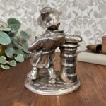 Vintage Argenplast Spanish Silver Plate Tramp Figure Leaning on Postbox Statue