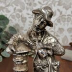 Vintage Argenplast Spanish Silver Plate Tramp Figure Leaning on Postbox Statue