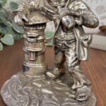 Vintage Argenplast Spanish Silver Plate Tramp Figure Leaning on Postbox Statue