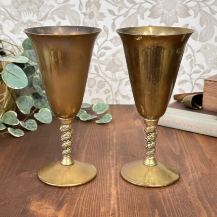 Vintage Falstaff Silver Plated Goblets Pair, Spanish Wine Chalices, Grapevine Stem