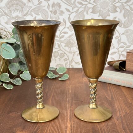 Vintage Falstaff Silver Plated Goblets Pair, Spanish Wine Chalices, Grapevine Stem