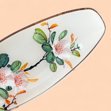 Rare Vintage Chance Glass Yasmin Pattern Long Boat Dish, 1981 Fiesta Glass Plate