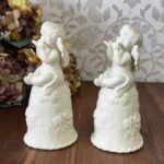 Vintage Cherub Angel Ceramic Bells Pair - Off-White Bisque Table Decor