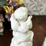 Vintage Cherub Angel Ceramic Bells Pair - Off-White Bisque Table Decor