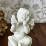 Vintage Cherub Angel Ceramic Bells Pair - Off-White Bisque Table Decor