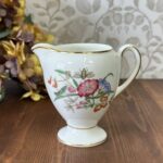 Vintage Wedgwood Sandon Creamer Jug, 1950s Bone China Floral Bee Gold Trim