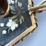 Rare 19th Century French Pietra Dura Chamberstick, Floral Inlay Brass Candle Holder