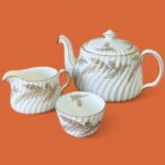 Vintage Minton Golden Fern Tea Set, Elegant Bone China, Repaired