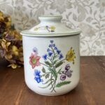 Spode Summer Palace Cookie Jar, Vintage Botanical Floral Biscuit Barrel, Ceramic Kitchen Canister with Lid