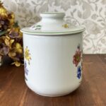 Spode Summer Palace Cookie Jar, Vintage Botanical Floral Biscuit Barrel, Ceramic Kitchen Canister with Lid