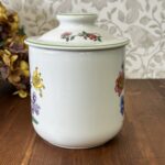 Spode Summer Palace Cookie Jar, Vintage Botanical Floral Biscuit Barrel, Ceramic Kitchen Canister with Lid
