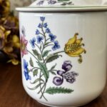 Spode Summer Palace Cookie Jar, Vintage Botanical Floral Biscuit Barrel, Ceramic Kitchen Canister with Lid