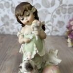 Vintage Giuseppe Armani "Girl with Ice Cream & Puppy" Figurine 1987 Capodimonte Florence Porcelain Statue