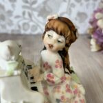 Vintage Giuseppe Armani Figurine 1987 Girl Playing Piano & Cat Capodimonte Italy