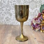 Vintage EPNS Silver Plated Goblet, Etched Floral Chalice, India Barware Altar Cup