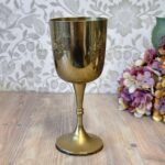 Vintage EPNS Silver Plated Goblet, Etched Floral Chalice, India Barware Altar Cup