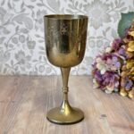 Vintage EPNS Silver Plated Goblet, Etched Floral Chalice, India Barware Altar Cup