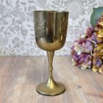 Vintage EPNS Silver Plated Goblet, Etched Floral Chalice, India Barware Altar Cup