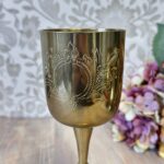 Vintage EPNS Silver Plated Goblet, Etched Floral Chalice, India Barware Altar Cup