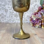 Vintage EPNS Silver Plated Goblet, Etched Floral Chalice, India Barware Altar Cup