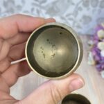 Pair Vintage Etched Indian Brass Goblets | Miniature Footed Cups | Boho Home Decor
