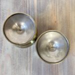 Pair Vintage Etched Indian Brass Goblets | Miniature Footed Cups | Boho Home Decor