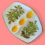 Vintage 1950s Italian Hand-Painted Floral Tapas Platter | Retro Ceramic Serving Dish