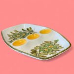 Vintage 1950s Italian Hand-Painted Floral Tapas Platter | Retro Ceramic Serving Dish