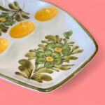 Vintage 1950s Italian Hand-Painted Floral Tapas Platter | Retro Ceramic Serving Dish