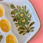 Vintage 1950s Italian Hand-Painted Floral Tapas Platter | Retro Ceramic Serving Dish
