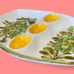 Vintage 1950s Italian Hand-Painted Floral Tapas Platter | Retro Ceramic Serving Dish