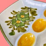 Vintage 1950s Italian Hand-Painted Floral Tapas Platter | Retro Ceramic Serving Dish
