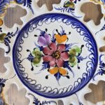 Vintage Faireal Alcobaca Plate, Hand Painted Portuguese Ceramic Display Plate, Reticulated Floral Design