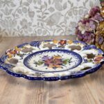 Vintage Faireal Alcobaca Plate, Hand Painted Portuguese Ceramic Display Plate, Reticulated Floral Design