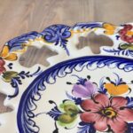 Vintage Faireal Alcobaca Plate, Hand Painted Portuguese Ceramic Display Plate, Reticulated Floral Design