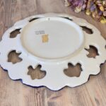 Vintage Faireal Alcobaca Plate, Hand Painted Portuguese Ceramic Display Plate, Reticulated Floral Design