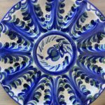 Vintage Granadina Ceramic Oyster Plate | Blue Green Tapas Dish | Devilled Egg Tray
