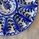Vintage Granadina Ceramic Oyster Plate | Blue Green Tapas Dish | Devilled Egg Tray