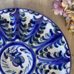 Vintage Granadina Ceramic Oyster Plate | Blue Green Tapas Dish | Devilled Egg Tray