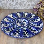 Vintage Granadina Ceramic Oyster Plate | Blue Green Tapas Dish | Devilled Egg Tray