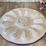 Vintage Granadina Ceramic Oyster Plate | Blue Green Tapas Dish | Devilled Egg Tray