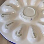 Vintage Granadina Ceramic Oyster Plate | Blue Green Tapas Dish | Devilled Egg Tray