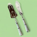 Vintage Italian Silver Plated Cake Server & Knife Set - Holly Flower Design