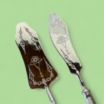 Vintage Italian Silver Plated Cake Server & Knife Set - Holly Flower Design