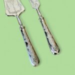 Vintage Italian Silver Plated Cake Server & Knife Set - Holly Flower Design