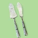 Vintage Italian Silver Plated Cake Server & Knife Set - Holly Flower Design