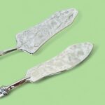 Vintage Italian Silver Plated Cake Server & Knife Set - Holly Flower Design